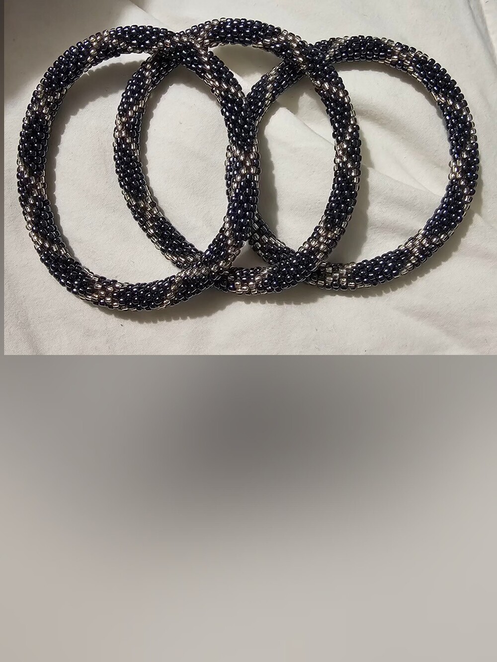 NWOT Beaded Steel Blue and Silver Stackable Bracelet Set - Women Jewelry